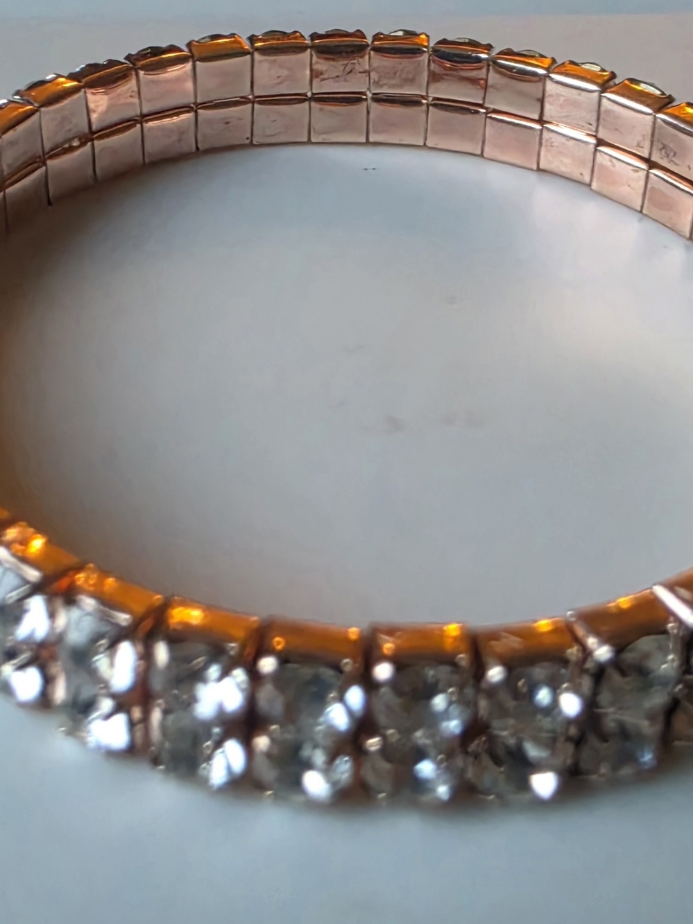 Rose Gold Tone Crystal Stretch Bracelet